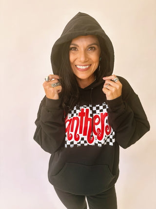 Checkered Panthers black hoodie sweatshirt