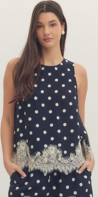 Trish Navy polka dot blouse