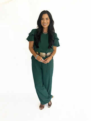 Katherine Hunter green jumpsuit