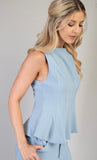 Palmer light blue peplum top