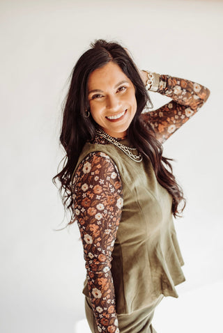 Mallory floral mesh top