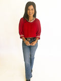 Cami crimson and cream blouse