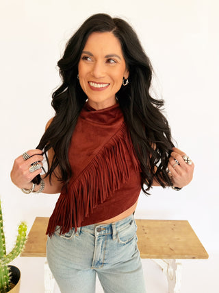 Alex suede fringe top