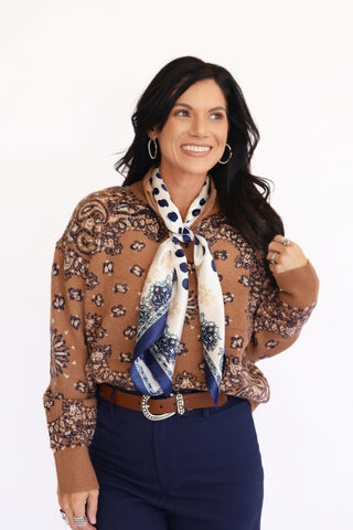 Leigh Paisley quarter zip sweater