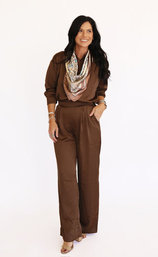 Bethany brown silk like pants