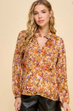 Sunset watercolor floral blouse