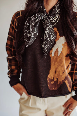 Horse plaid sweater