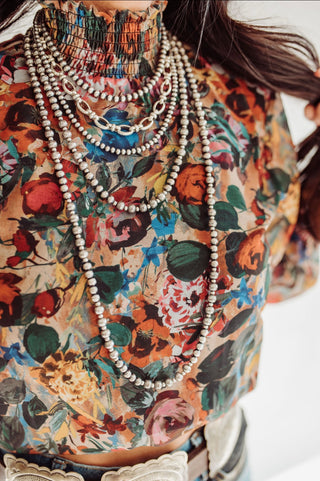 Cora floral mock neck blouse