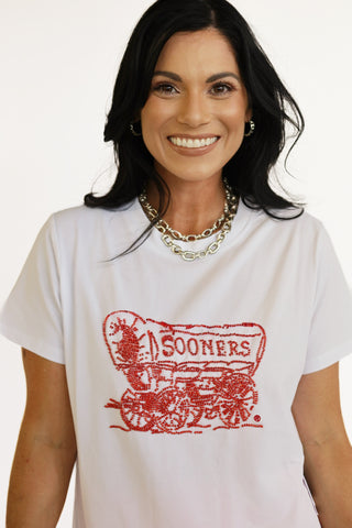 Beaded Oklahoma sooner schooner tee
