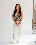 Adrienne cream leather pants