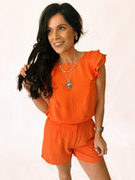 Tara orange flutter sleeve top