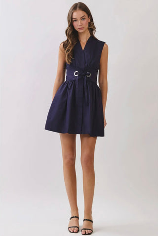 Julie navy button up dress