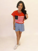 Blue eyelet shorts