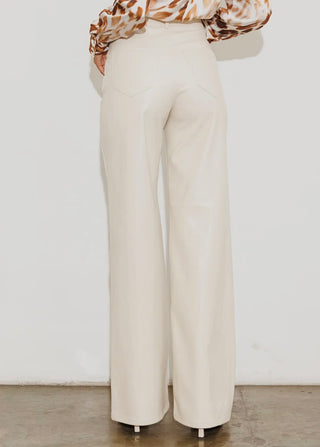 Adrienne cream leather pants