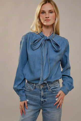 Denim bow blouse - 2 colors