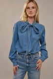 Denim bow blouse - 2 colors
