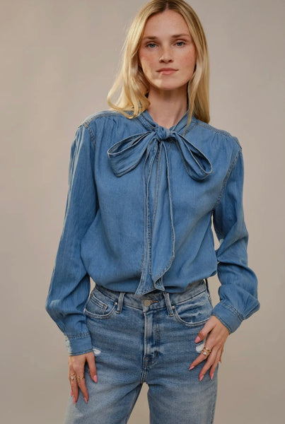 Denim bow blouse - 2 colors