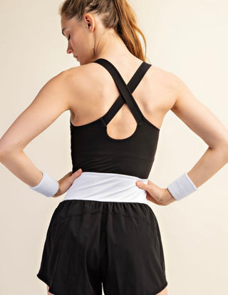 Callie black/white athletic romper