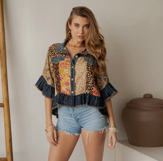 Macey young threads patchwork blouse