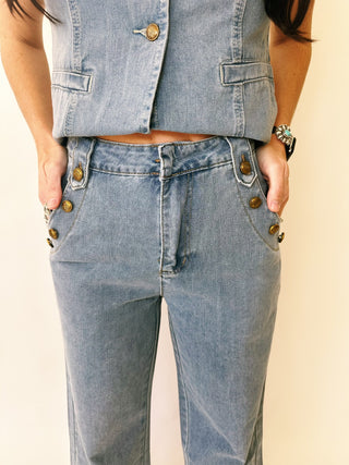 Buckle bunny wide leg denim