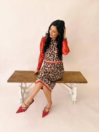Leann leopard midi sweater skirt