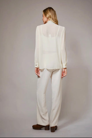 Riley cream ruffle blouse