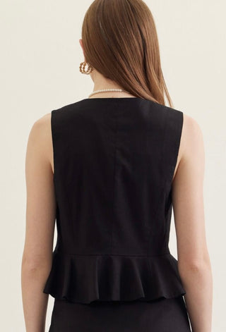 Emily black button up peplum