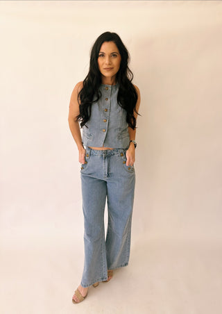 Buckle bunny denim vest