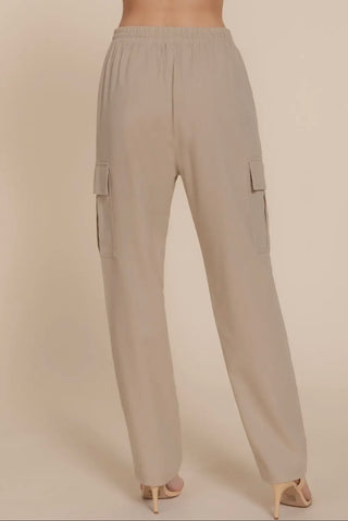 Cheri neutral linen cargo pants