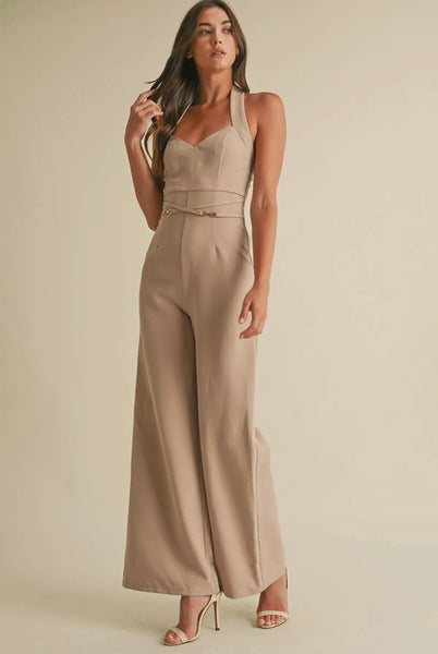 Brittany taupe jumpsuit
