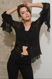 Amy black ruffle blouse