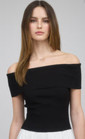 Ashley black off the shoulder ribbed top