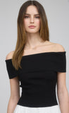 Ashley black off the shoulder ribbed top