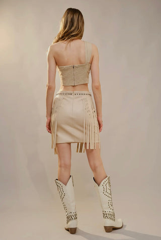 Elissa cropped stitched and studded top