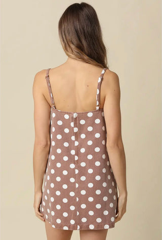 Regina brown polka dot denim dress