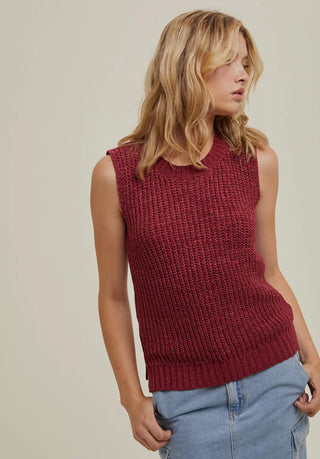 Laura Merlot sleeveless sweater