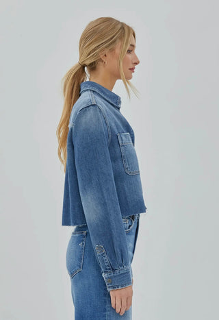 Jen cropped denim Pearl snap