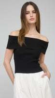 Ashley black off the shoulder ribbed top