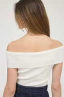 Ashley white off the shoulder ribbed top