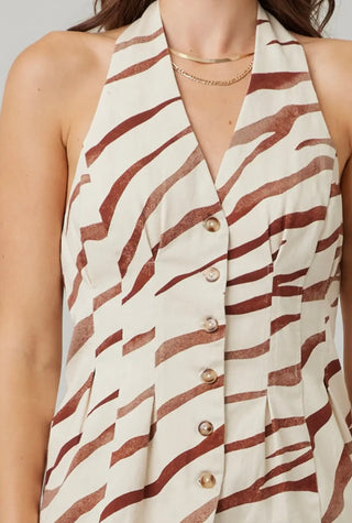 Zoey brown zebra halter top