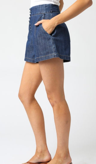 Cher faux button front shorts
