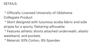 PREORDER - Brianna Cannon OU scuba skort ETA: 9/2