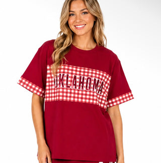 PREORDER - Brianna Cannon gingham color block tshirt ETA 10/2