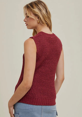 Laura Merlot sleeveless sweater