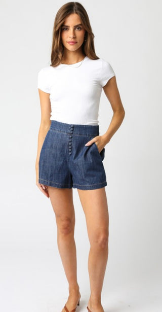 Cher faux button front shorts