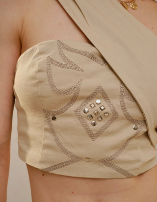 Elissa cropped stitched and studded top