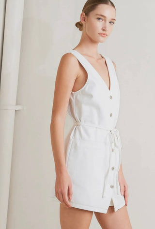 Whitney white denim romper