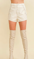 Brookelan leather studded shorts