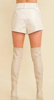 Brookelan leather studded shorts