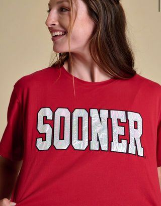 Sooner metallic varsity boyfriend tee